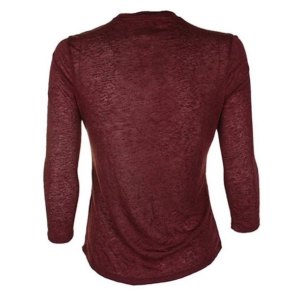 Lucky Brand Embroidered Burgundy Basic T-Shirt - Picture 3 of 7